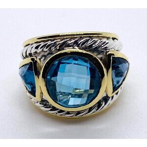 David Yurman Renaissance Blue Stone Sterling Silver 925 18k Size 5.75 (READ)